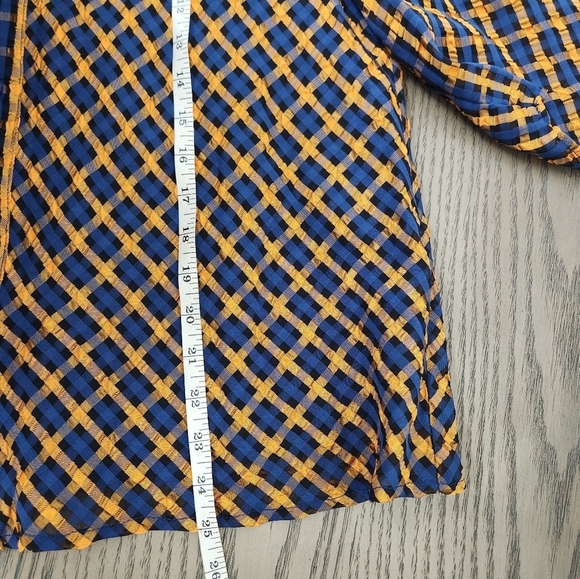Eva Franco Anthropologie Plaid Button Down Blouse Womens 14 Orange Blue - Picture 11 of 13
